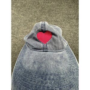 Triangle Sport Blue Denim Dad Hat Red Heart Cap Love Y2K Coquette NWT